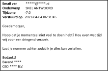 Voorbeeld BEC-fraude